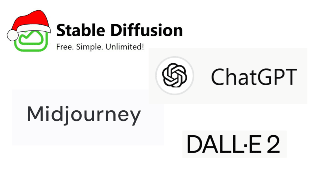 Collection of popular AI tools like ChatGPT, DALL·E, Midjourney, and Stable Diffusion.