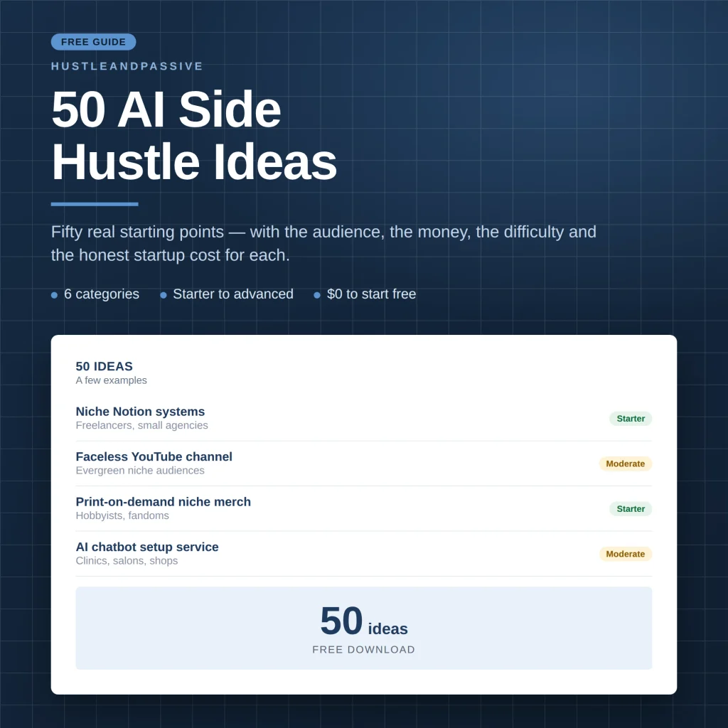50 AI Side Hustle Ideas free list