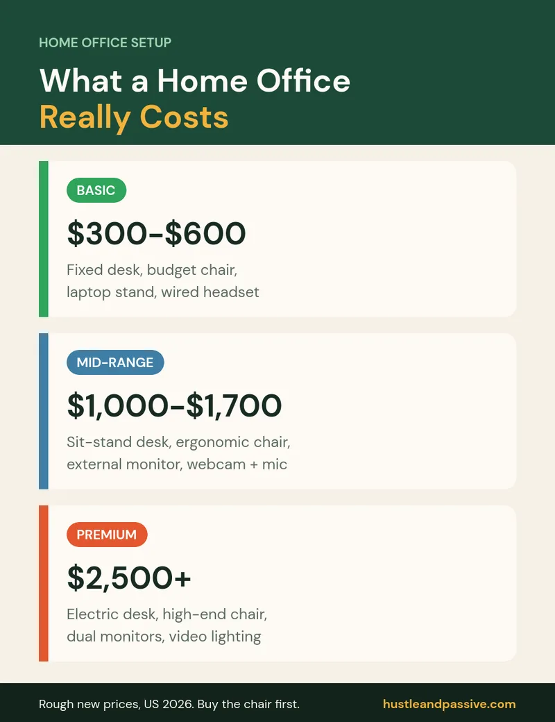 How much it costs to set up a home office: basic, mid-range and premium home office setup